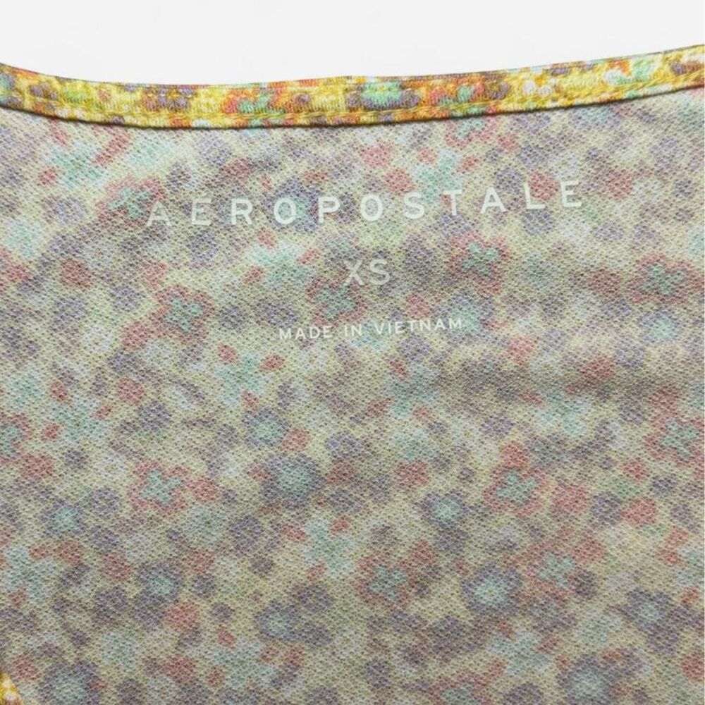 Aeropostale Yellow Floral Mini Dress with V-Neck and Butterfly Sleeves, Size XS - Picture 2 of 6
